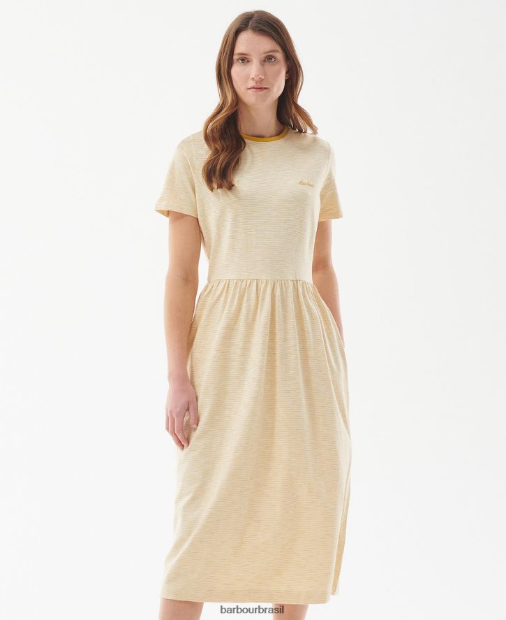 roupas Barbour vestido ellewood oliva/branco mulheres NH44421831