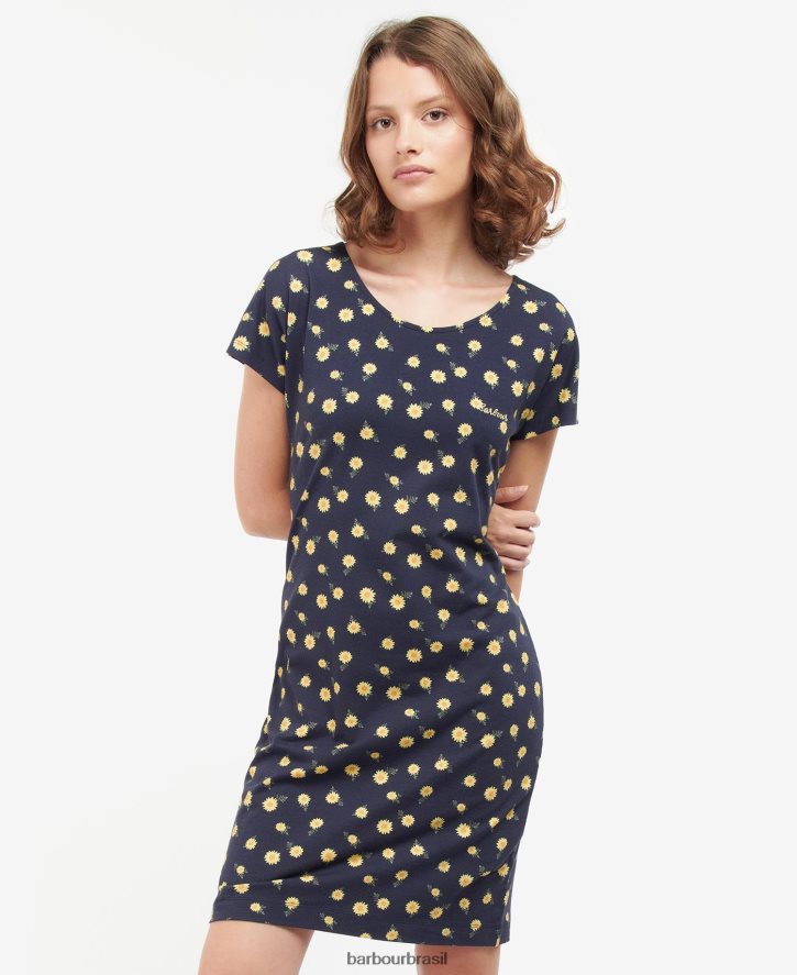 roupas Barbour vestido estampado harwood impressão da história da marinha mulheres NH44421905