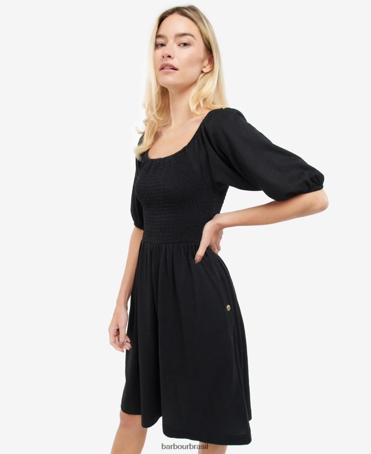 roupas Barbour vestido galica preto clássico mulheres NH44421893