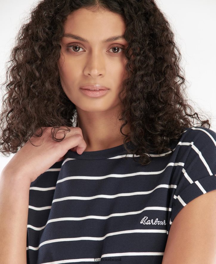 roupas Barbour vestido listrado marlo marinho/branco mulheres NH44421895