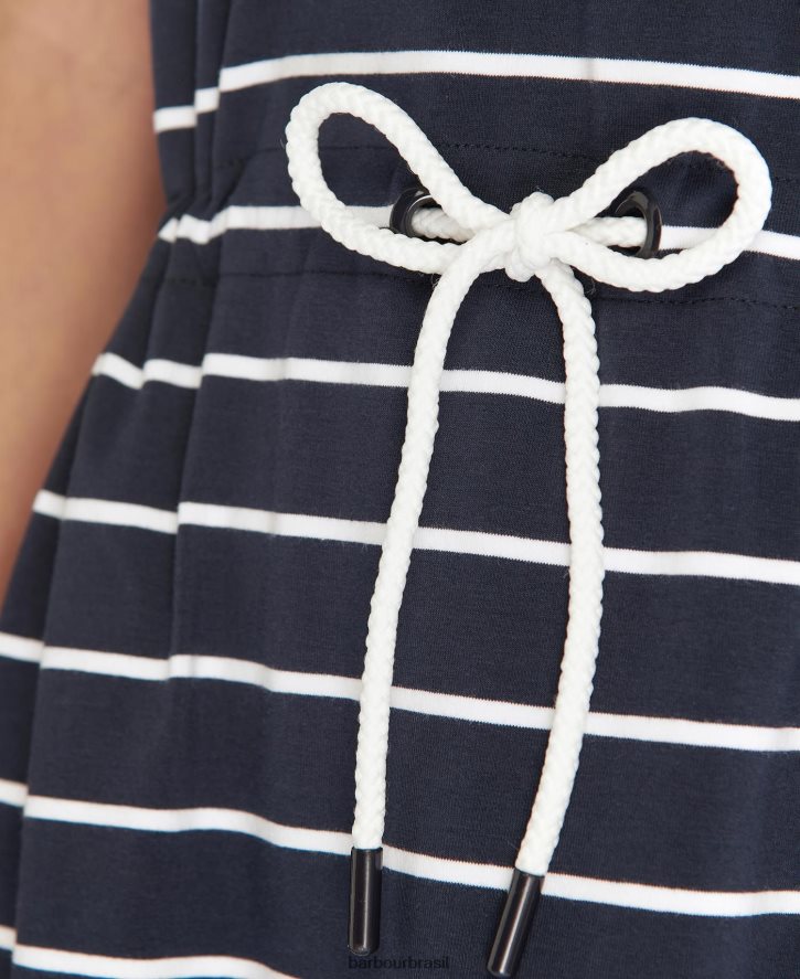 roupas Barbour vestido listrado marlo marinho/branco mulheres NH44421895