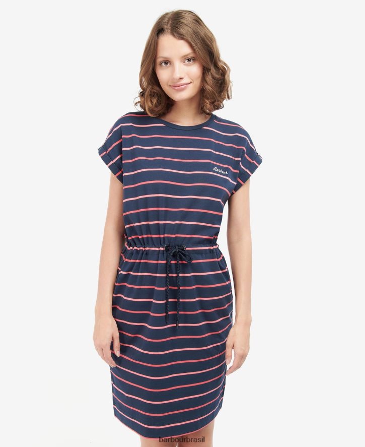 roupas Barbour vestido listrado marloes marinho/branco mulheres NH44421891