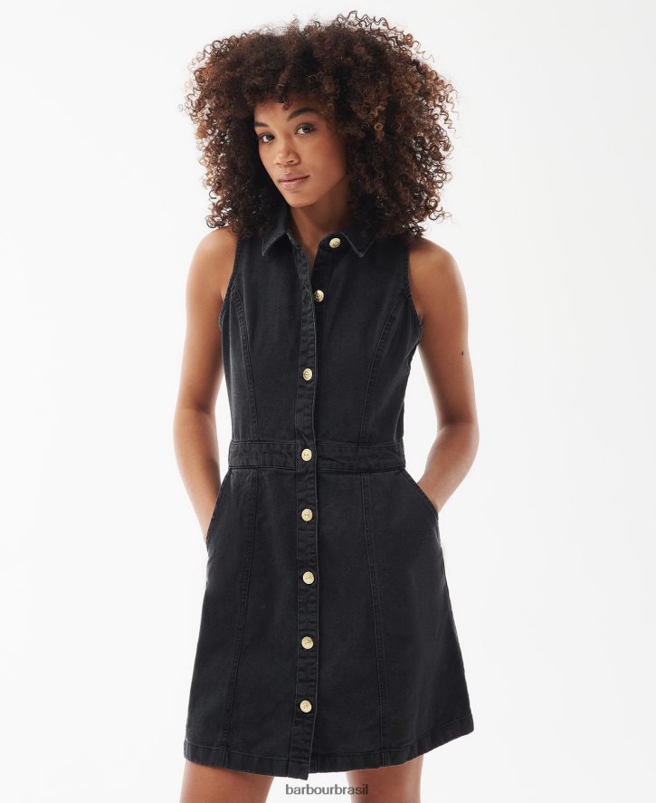 roupas Barbour vestido lockhart verão preto mulheres NH44421841
