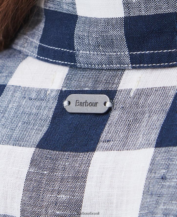 roupas Barbour vestido maxi marinho cheque da marinha mulheres NH44421820