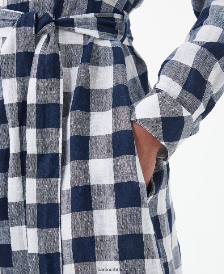 roupas Barbour vestido maxi marinho cheque da marinha mulheres NH44421820