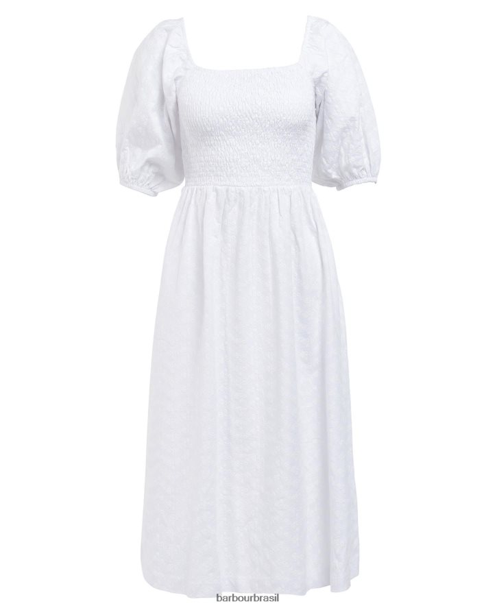 roupas Barbour vestido midi areca branco clássico mulheres NH44421825
