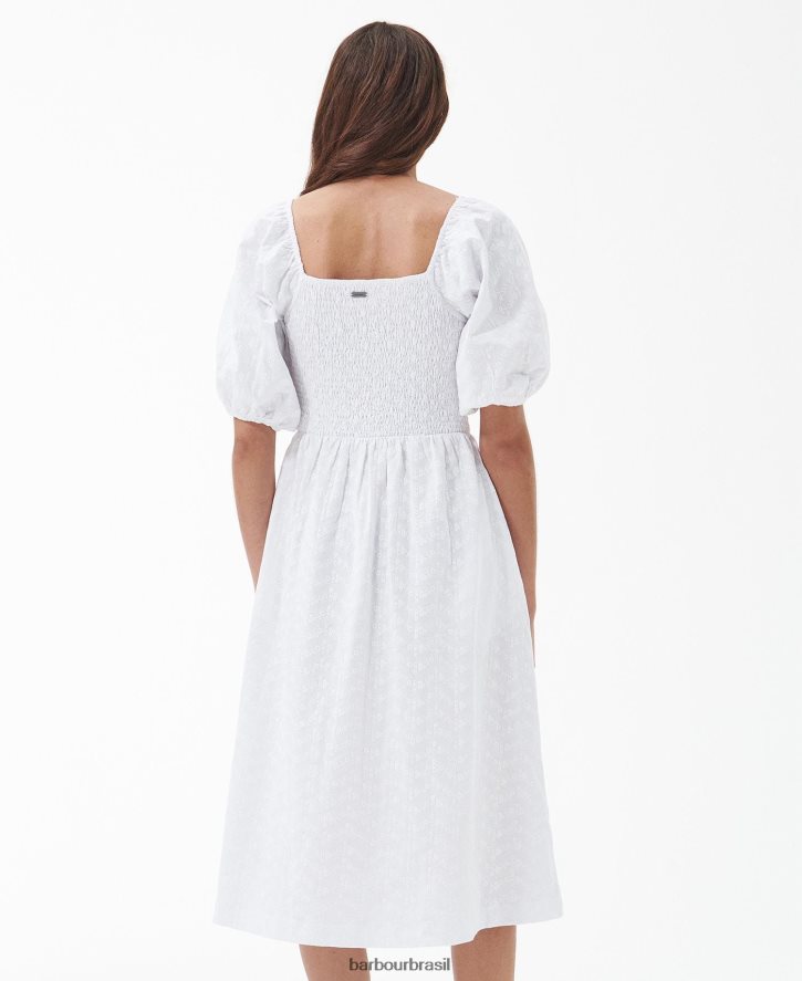 roupas Barbour vestido midi areca branco clássico mulheres NH44421825