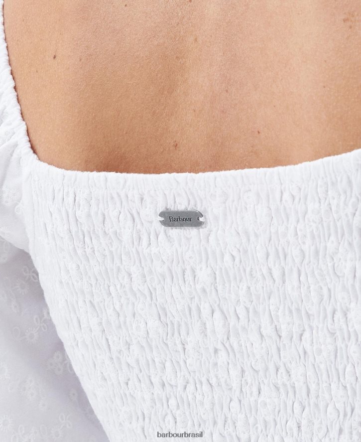 roupas Barbour vestido midi areca branco clássico mulheres NH44421825