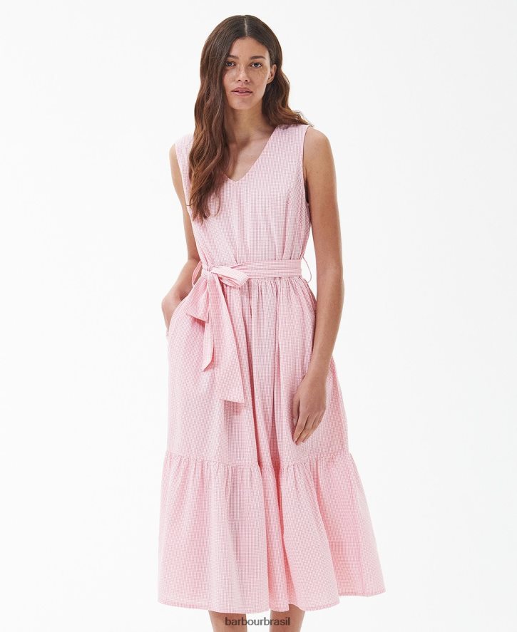roupas Barbour vestido midi azaleia hibisco mulheres NH44421819