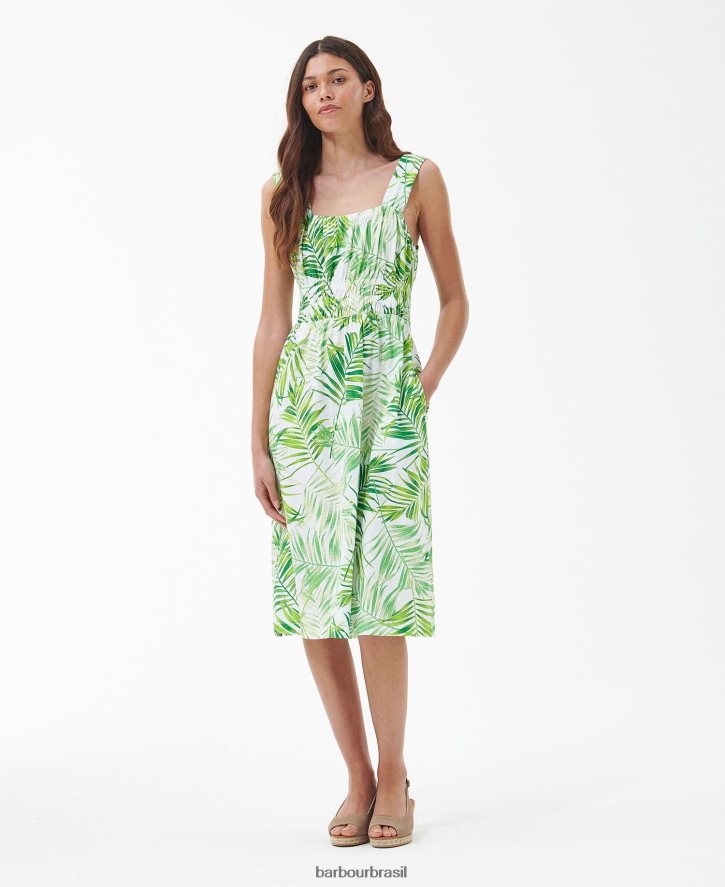 roupas Barbour vestido midi plumeria clássico multi mulheres NH44421811