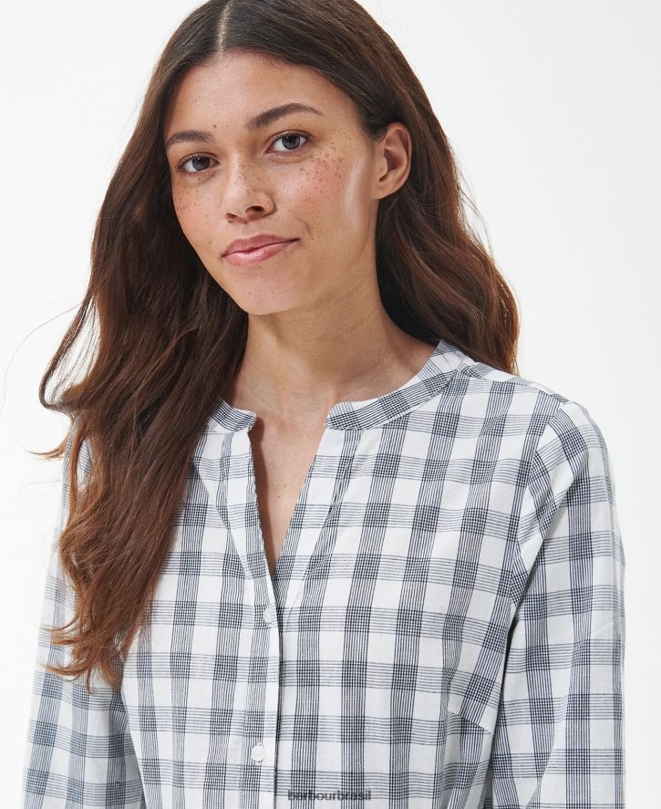 roupas Barbour vestido midi seamills cheque da marinha mulheres NH44421812