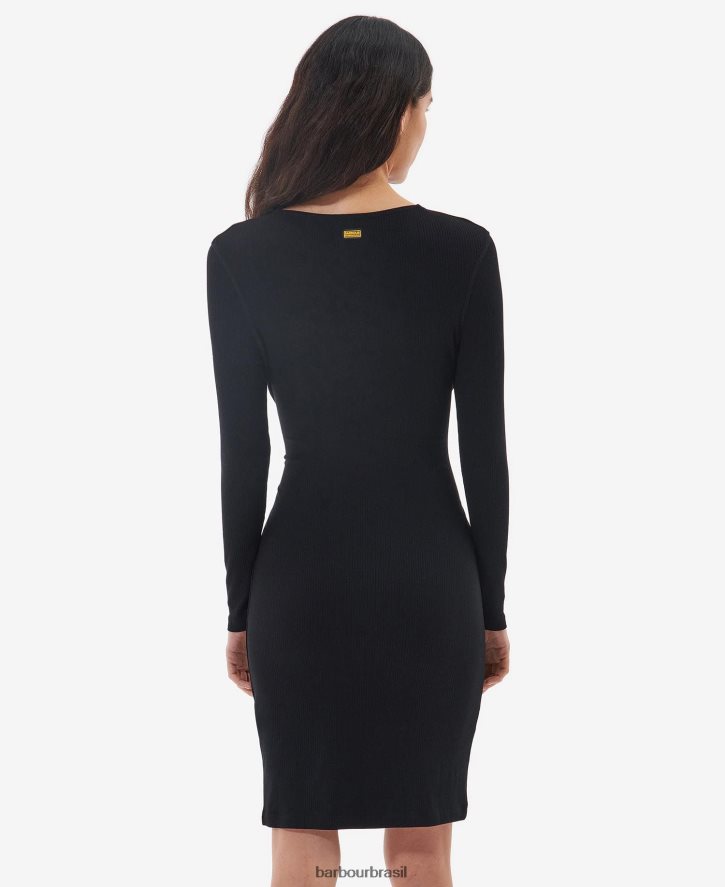 roupas Barbour vestido vale floresta preto clássico mulheres NH44421868