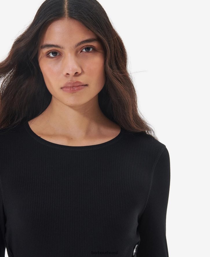 roupas Barbour vestido vale floresta preto clássico mulheres NH44421868