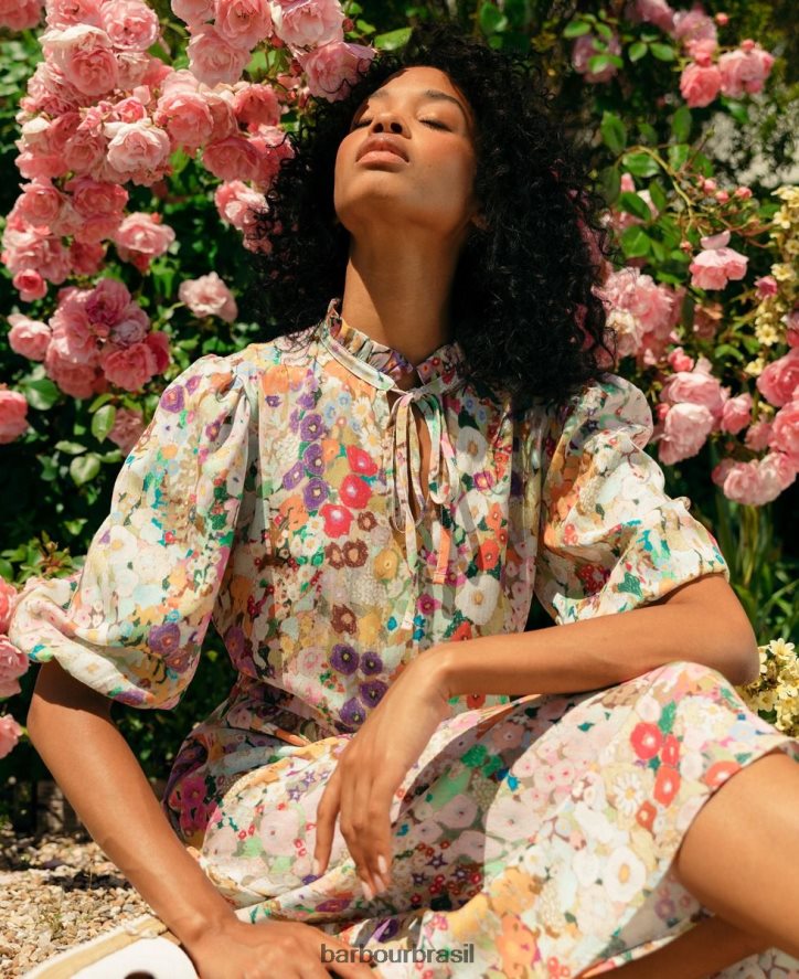 roupas Barbour x House of Hackney vestido balcome primavera de malvas-rosa mulheres NH44421908