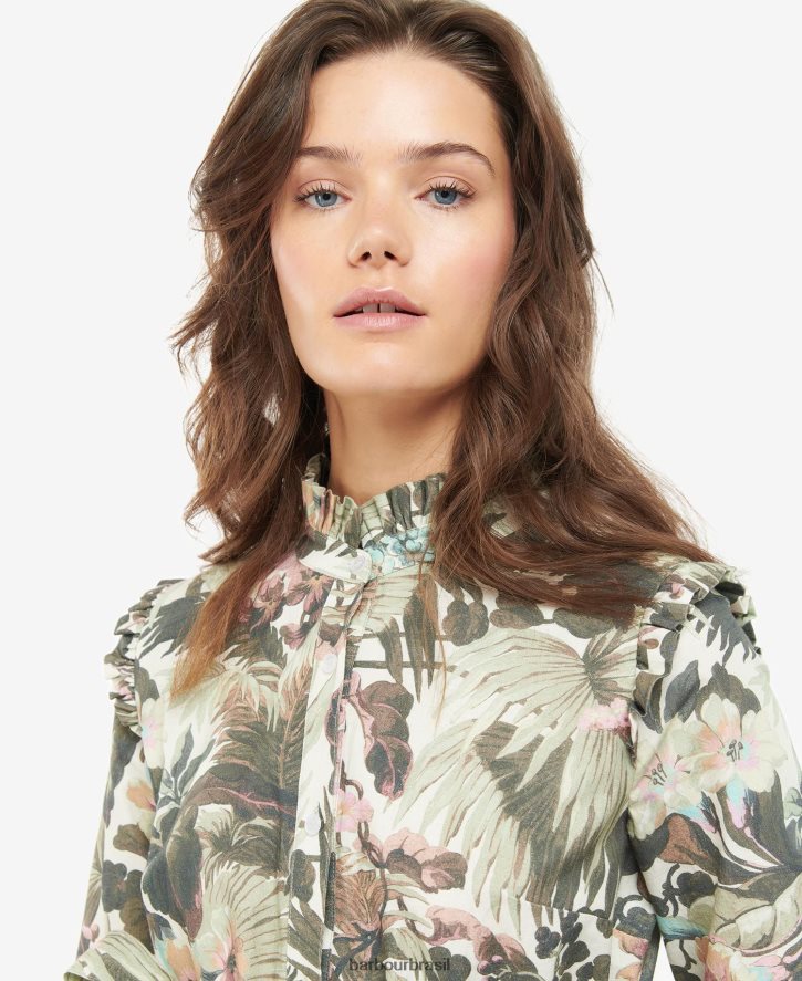 roupas Barbour x House of Hackney vestido grandden limerência/papiro mulheres NH44421896