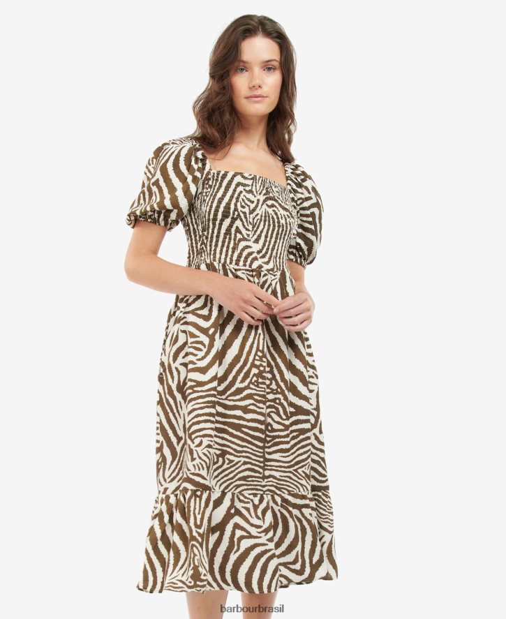 roupas Barbour x House of Hackney vestido martello equus cacau mulheres NH44421856