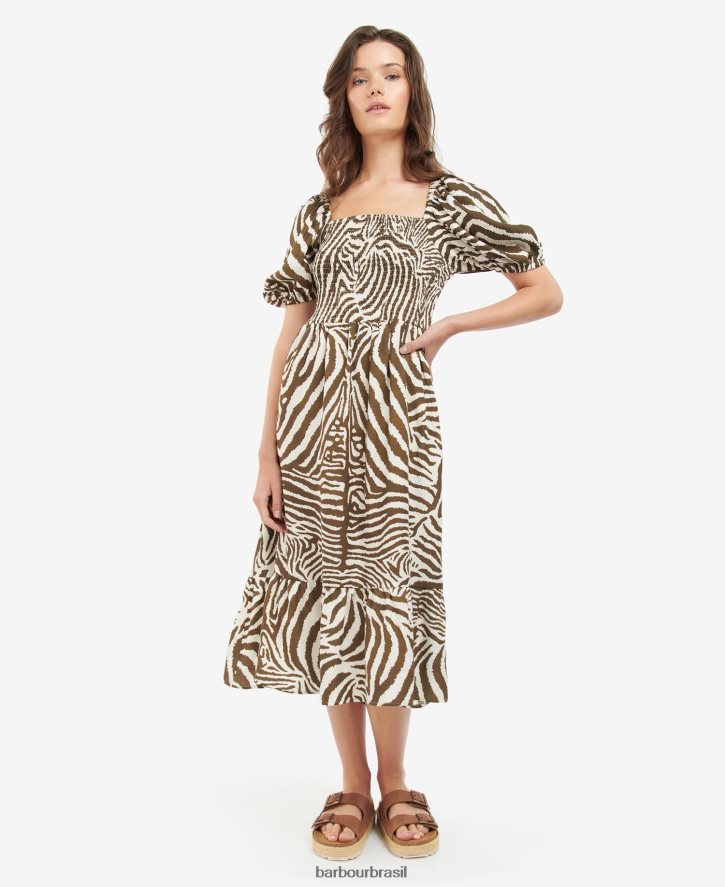 roupas Barbour x House of Hackney vestido martello equus cacau mulheres NH44421856