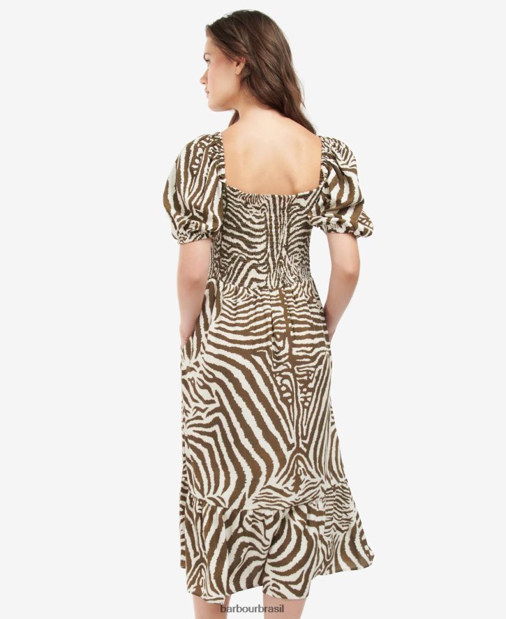 roupas Barbour x House of Hackney vestido martello equus cacau mulheres NH44421856